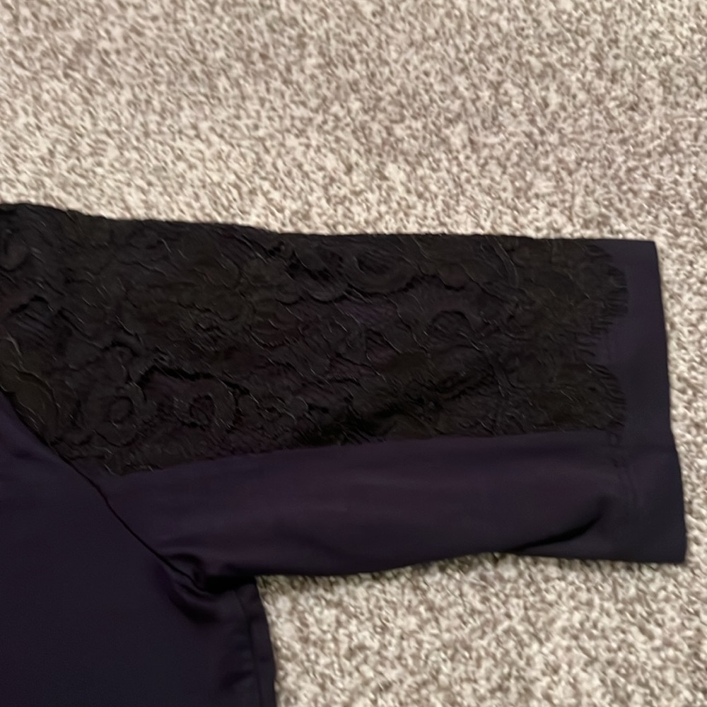 St. John Black Lace Sleeve Knit Top - Picture 4 of 7